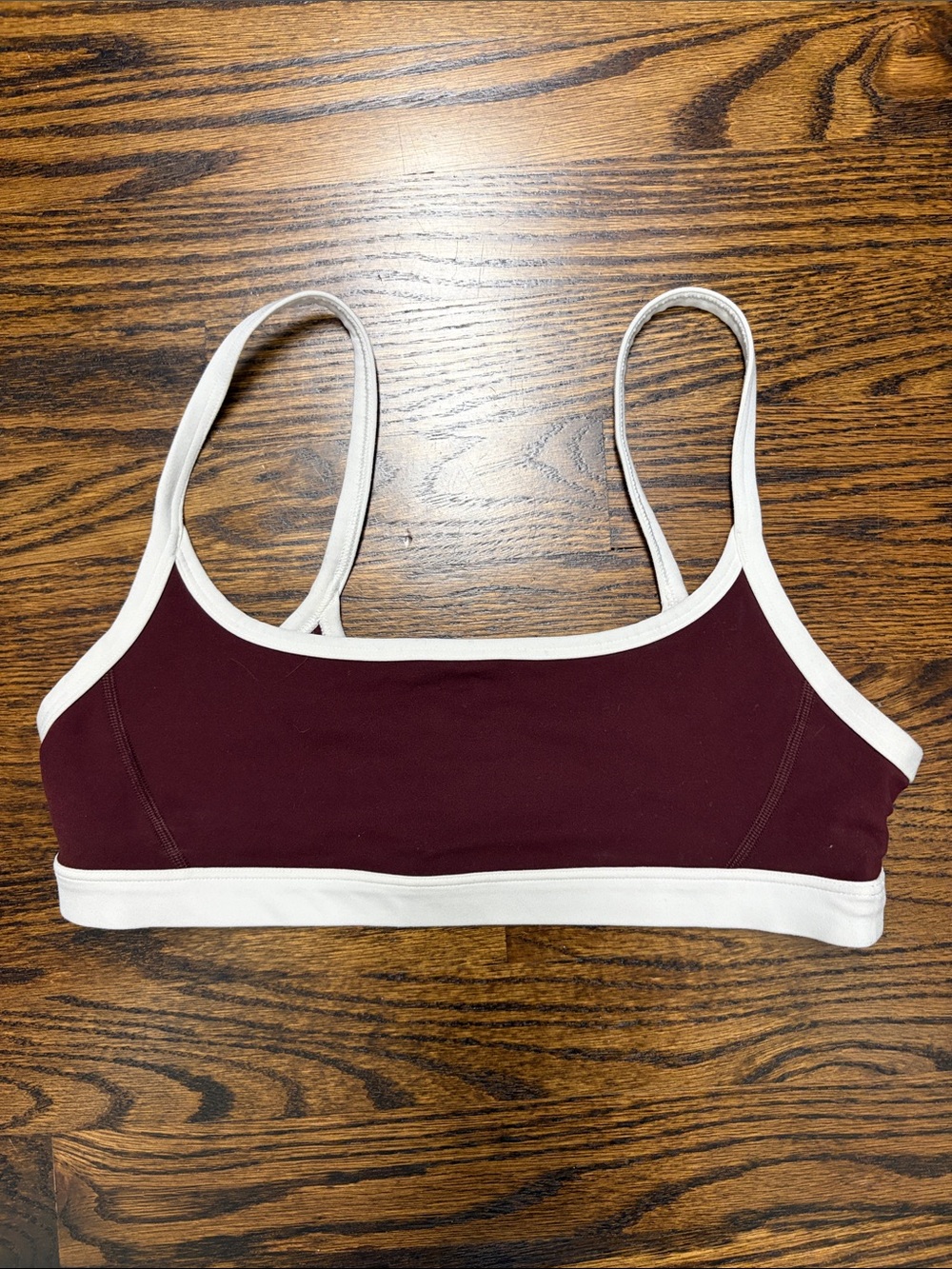 Athleta Women’s Maroon Crop Bralette with White Trim Sz XS/s